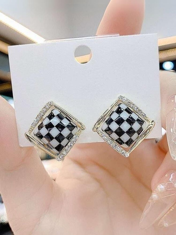 Black Chess Sqaure Studs