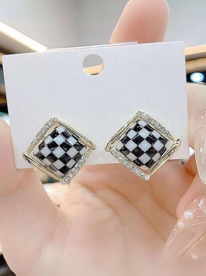 Black Chess Sqaure Studs