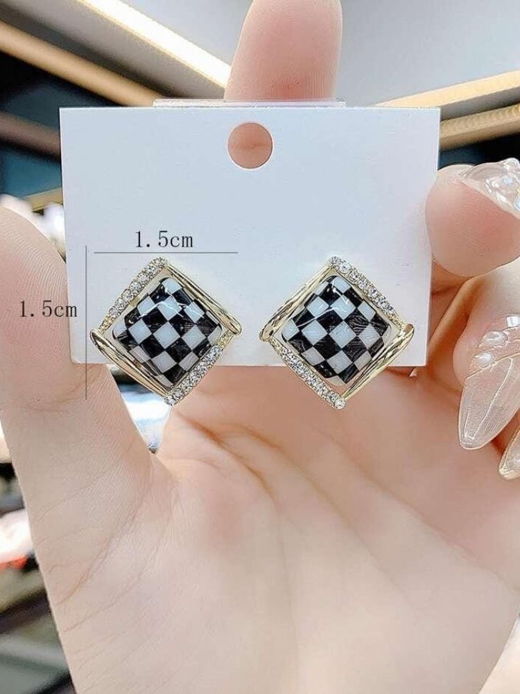 Black Chess Sqaure Studs