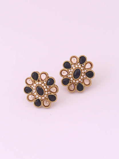 Black Floral Studs