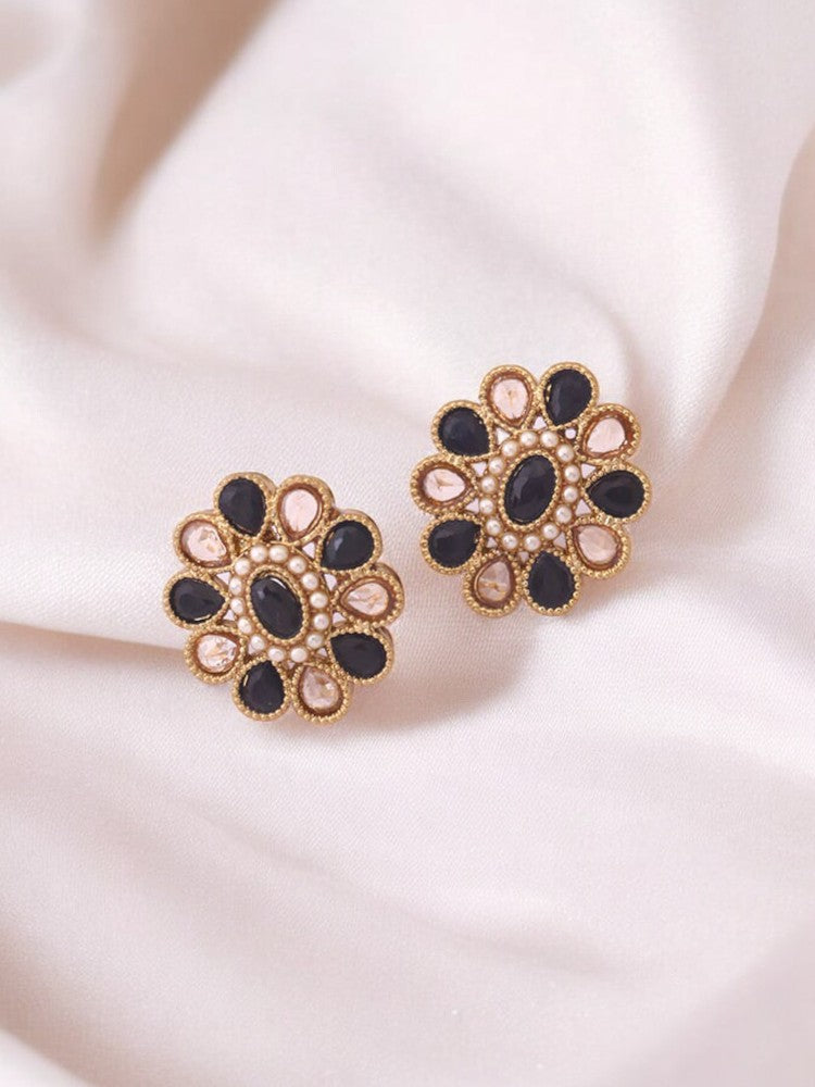 Black Floral Studs