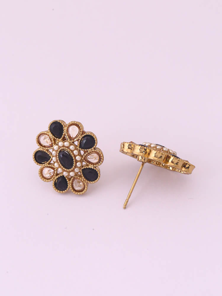 Black Floral Studs