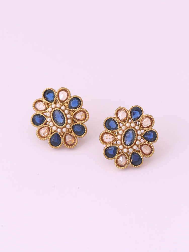 Blue Floral Studs