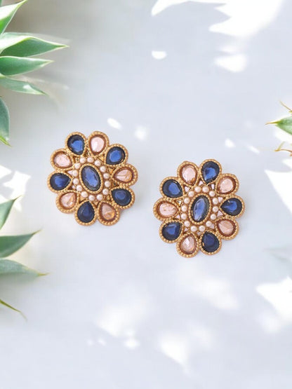 Blue Floral Studs