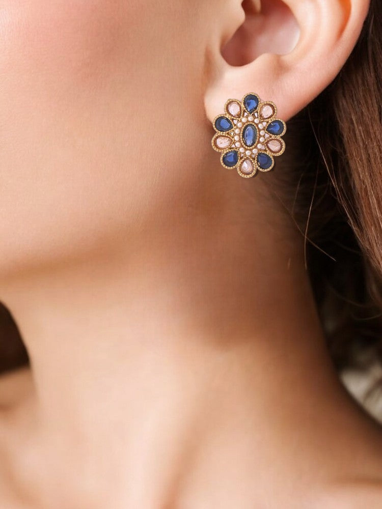 Blue Floral Studs