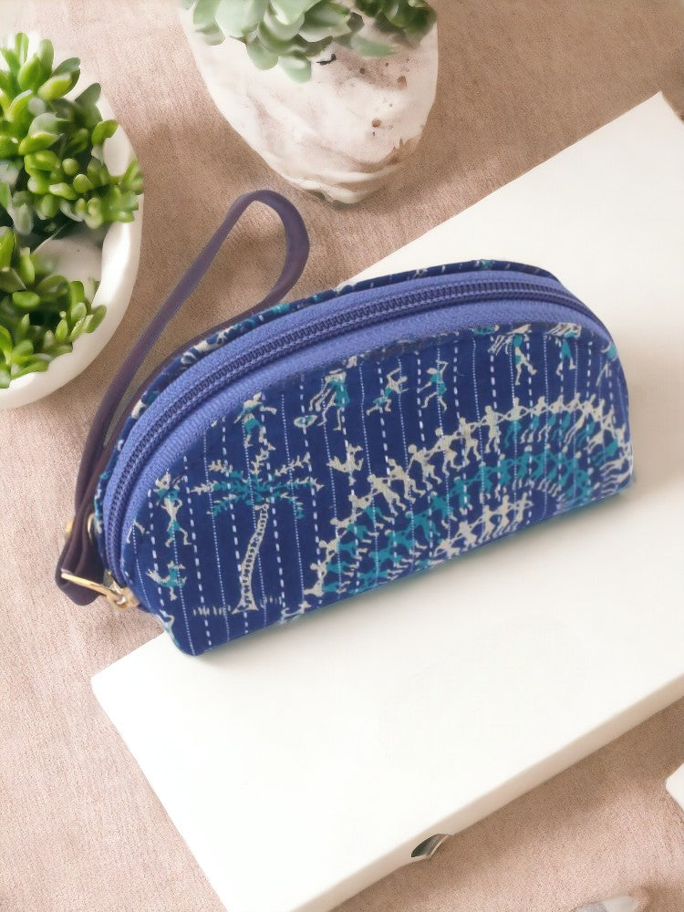 Blue Printed Fabric Purse