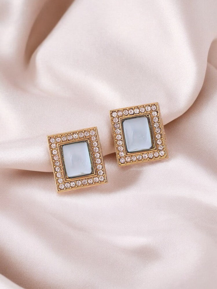 Blue Rectangle Studs