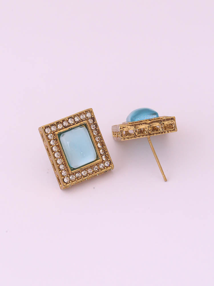 Blue Rectangle Studs