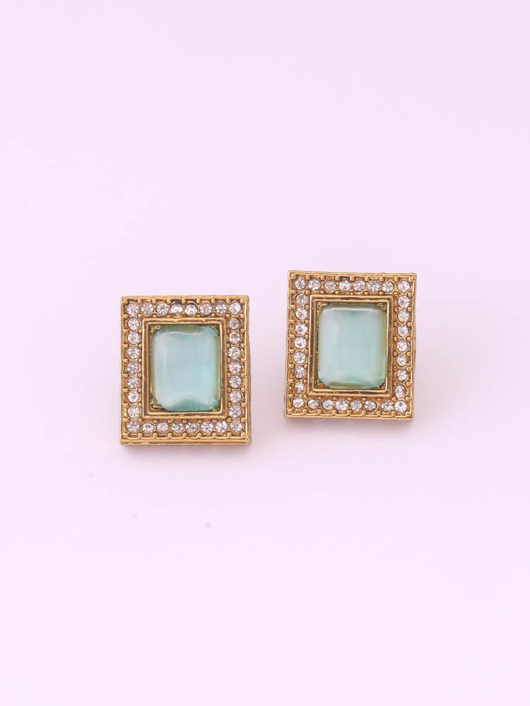 Blue Rectangle Studs