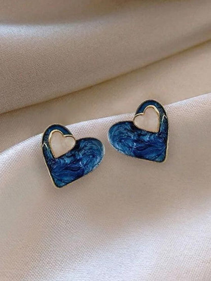 Blue Twins Heart Studs