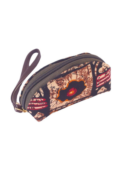 Brown Printed Fabric Purse