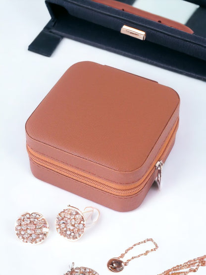 Brown Square Portable Jewellery Organiser