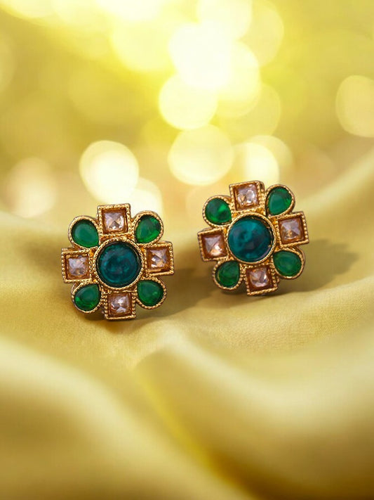 Green Flower Studs