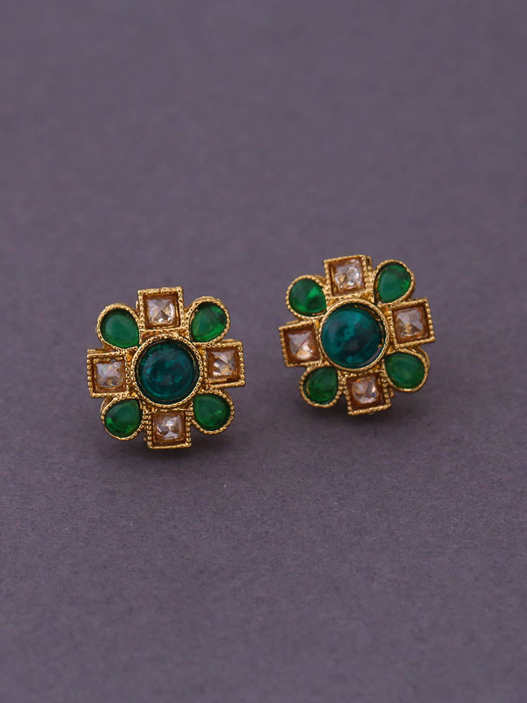 Green Flower Studs