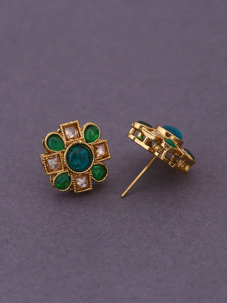 Green Flower Studs