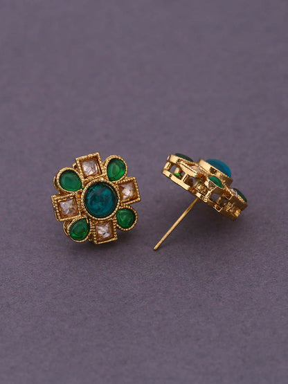 Green Flower Studs