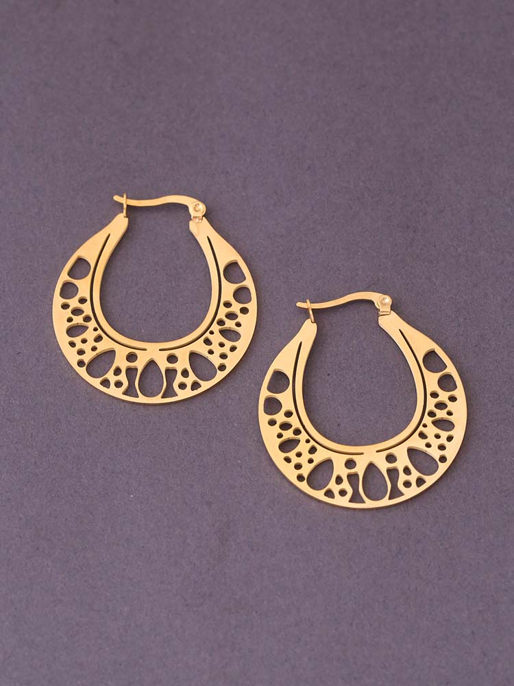 Golden Flat Cut Hoops