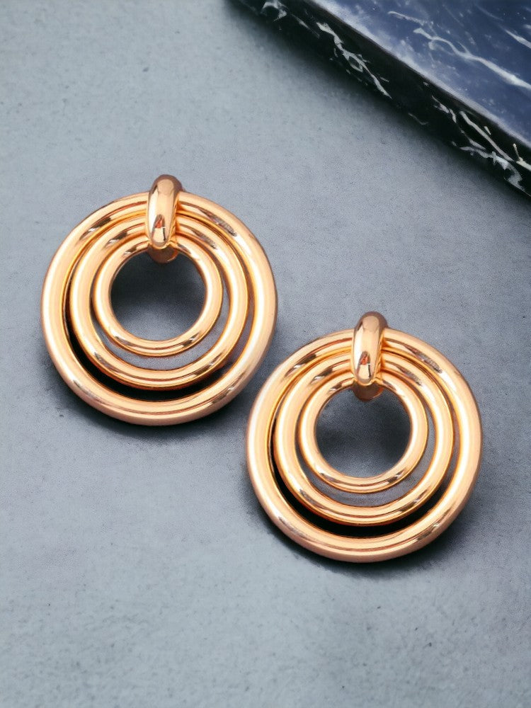 Golden Layered Round Hoops