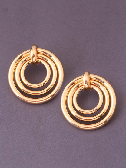 Golden Layered Round Hoops