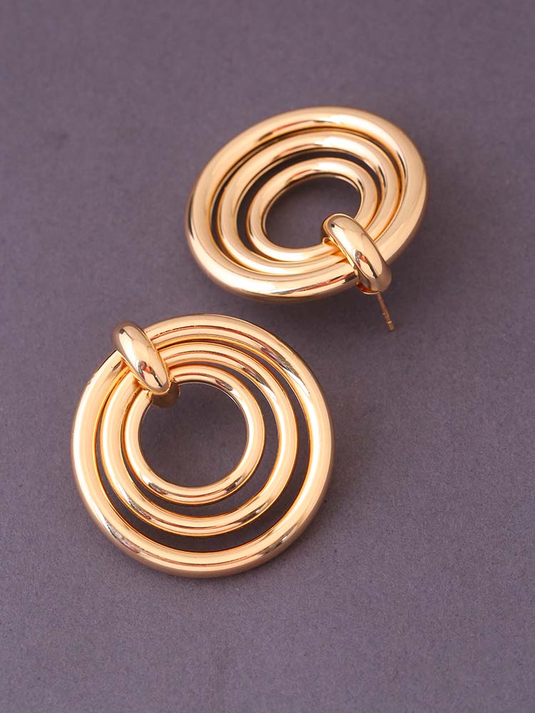 Golden Layered Round Hoops