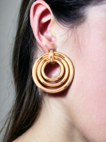 Golden Layered Round Hoops