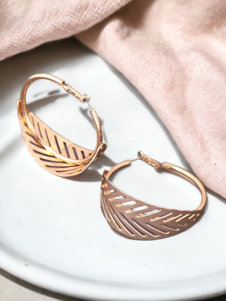 Golden Curve Leaf Hoops