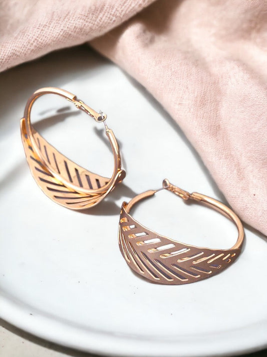 Golden Curve Leaf Hoops