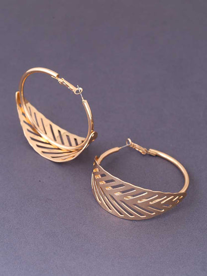 Golden Curve Leaf Hoops