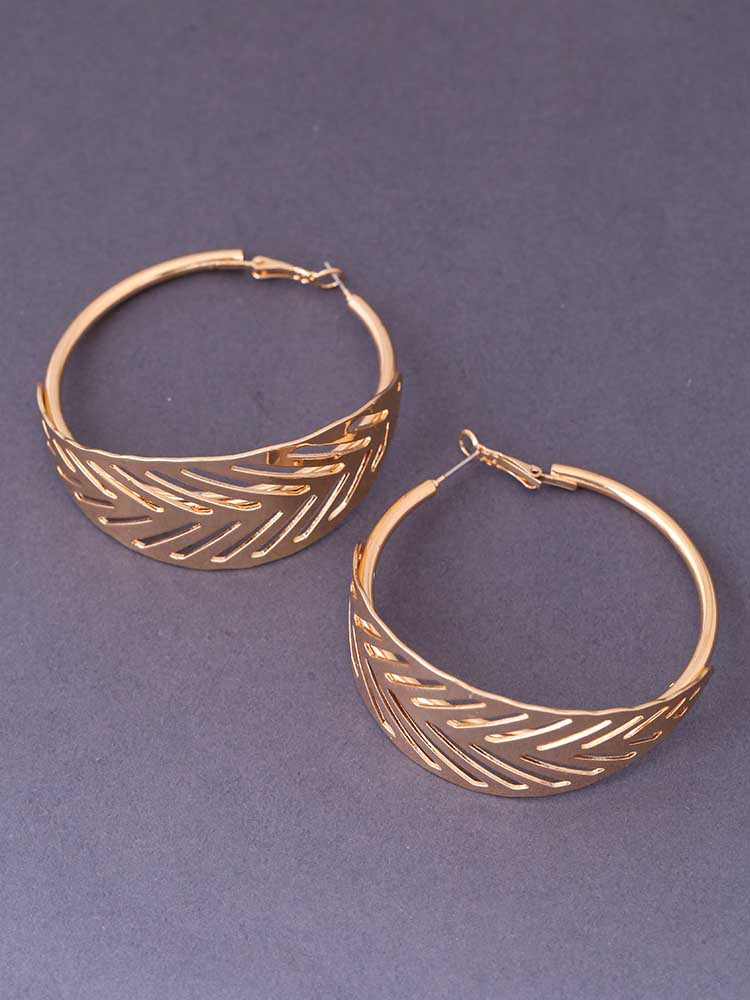 Golden Curve Leaf Hoops