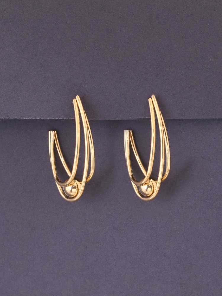 Golden Triple Curve Hoops