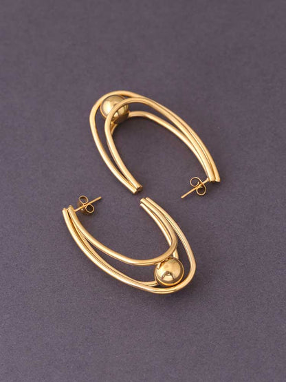 Golden Triple Curve Hoops