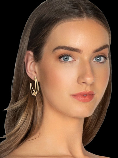 Golden Triple Curve Hoops