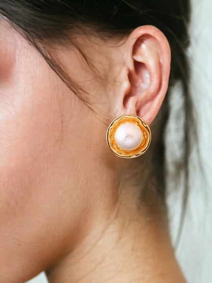 Golden Round Shape Studs