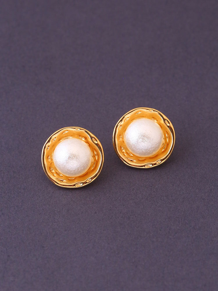 Golden Round Shape Studs