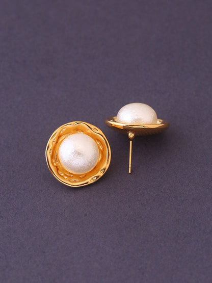 Golden Round Shape Studs