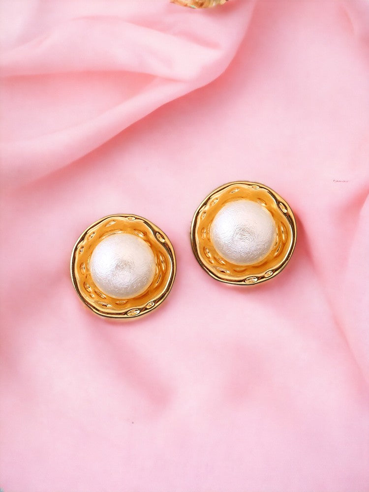 Golden Round Shape Studs