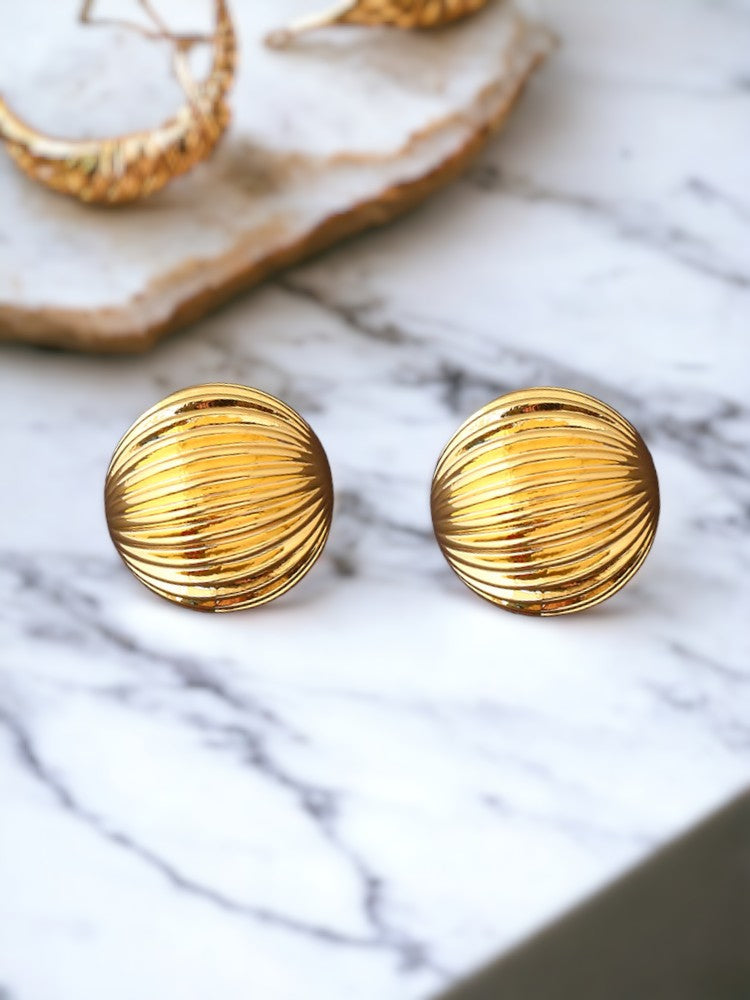 Golden Circular Stripe Studs