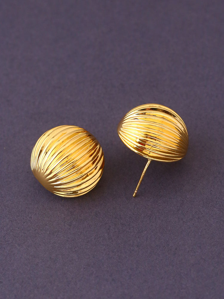 Golden Circular Stripe Studs