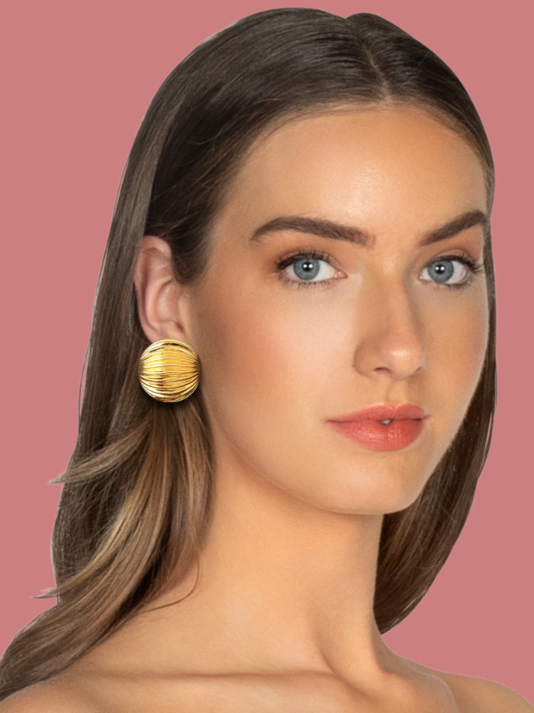 Golden Circular Stripe Studs