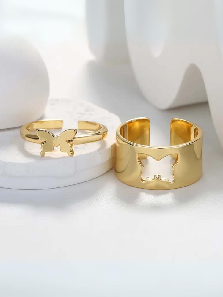 Golden Butterfly Adjustable Ring