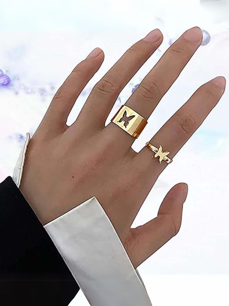 Golden Butterfly Adjustable Ring