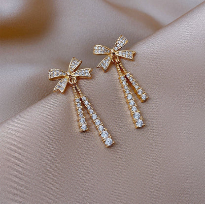 Golden Bow Knot Danglers