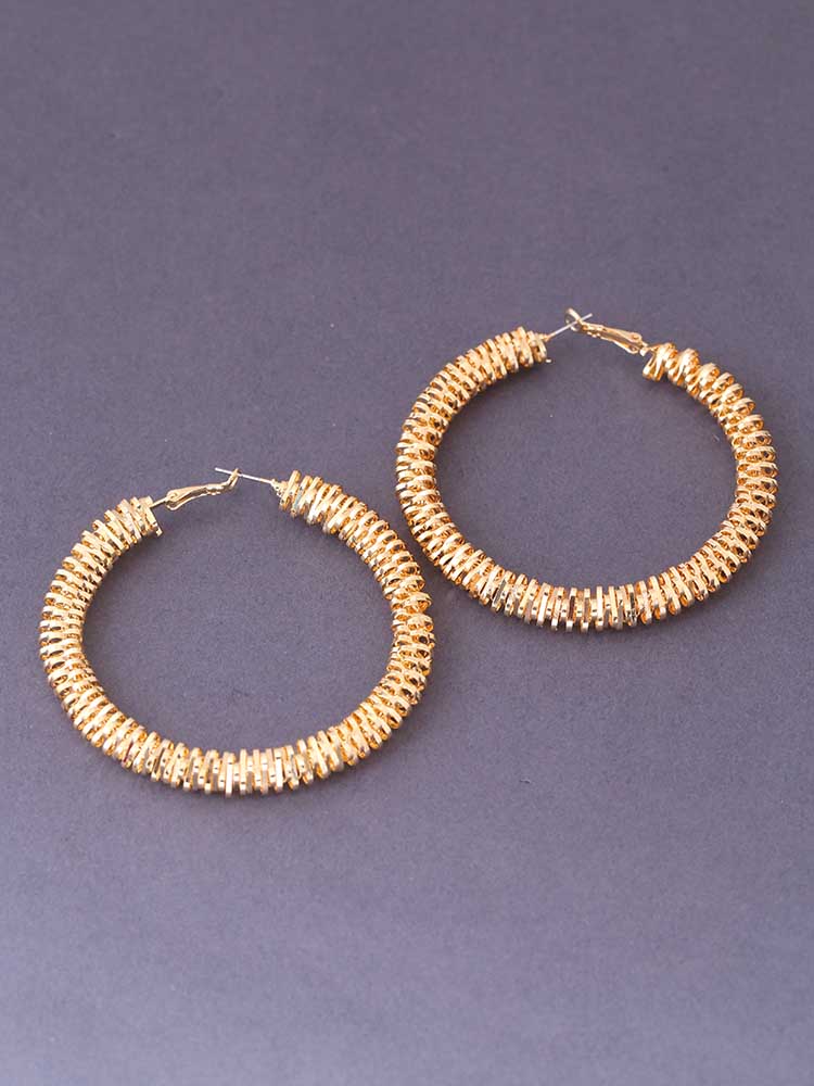 Golden Round Spiral Hoops