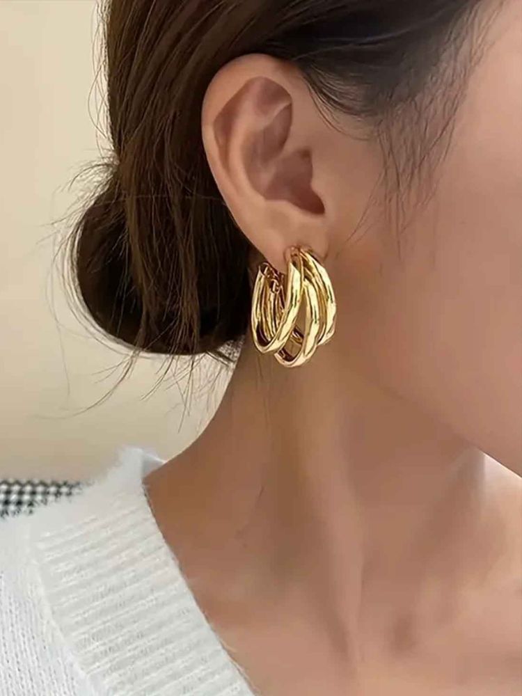 Golden Crescent Shape Hoops