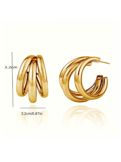 Golden Crescent Shape Hoops