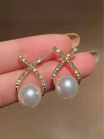 Golden Cross Pearls Studs