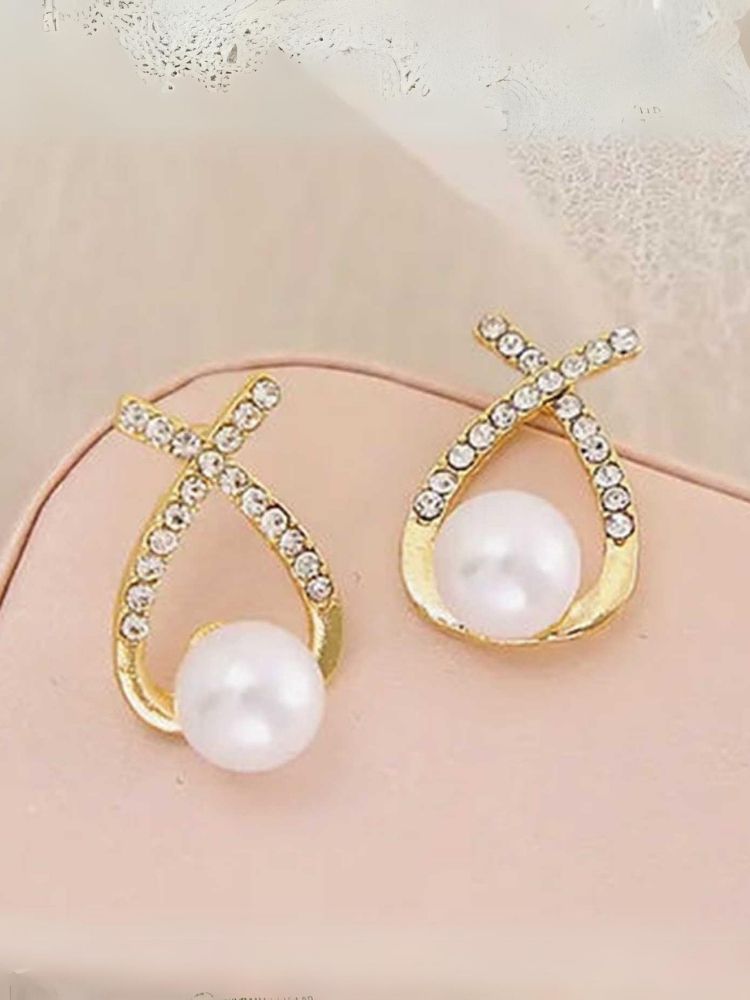 Golden Cross Pearls Studs