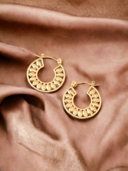 Golden Cutout Leaf Hoops