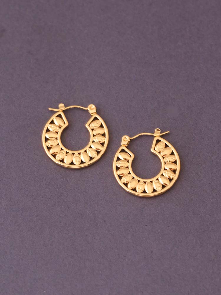 Golden Cutout Leaf Hoops