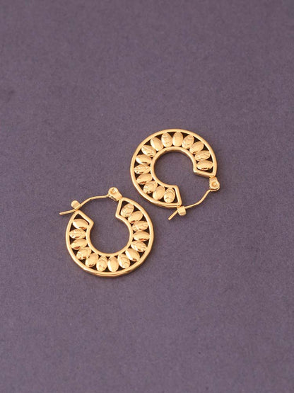 Golden Cutout Leaf Hoops